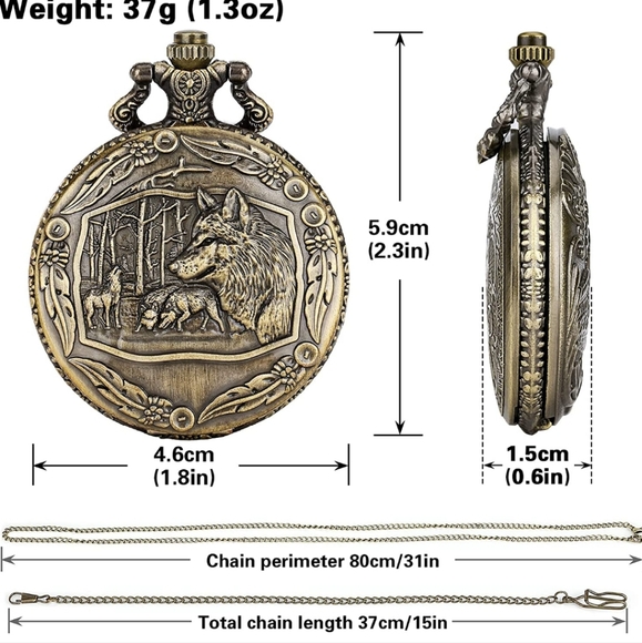 New wolf pocket watch - Picture 2 of 3
